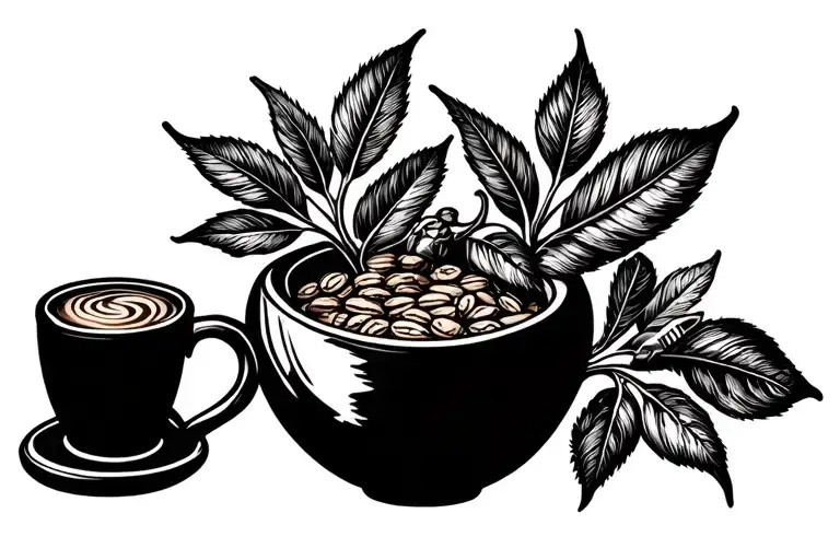 Incorporate A Detailed Coffee Plant Intertwined With Woodworking Tools