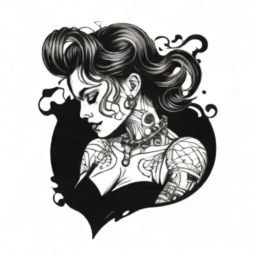 Seductive Mechanical Woman With A Broken Heart And Pained Look