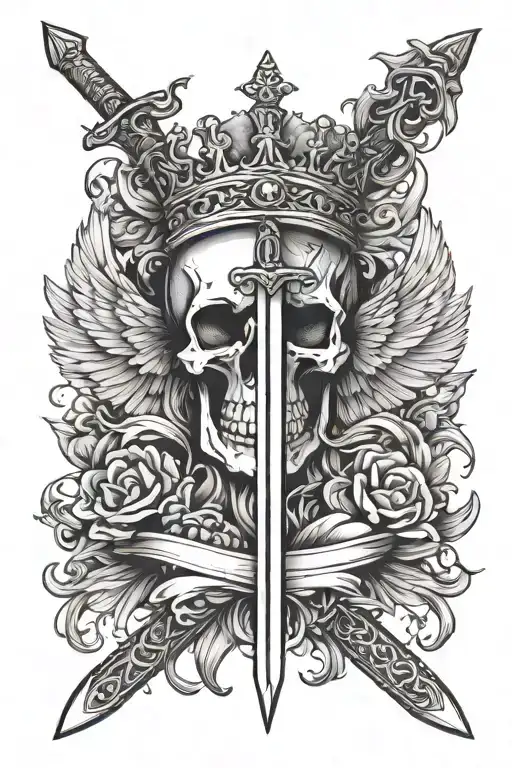 Sword And Wings And Crown Surrounded