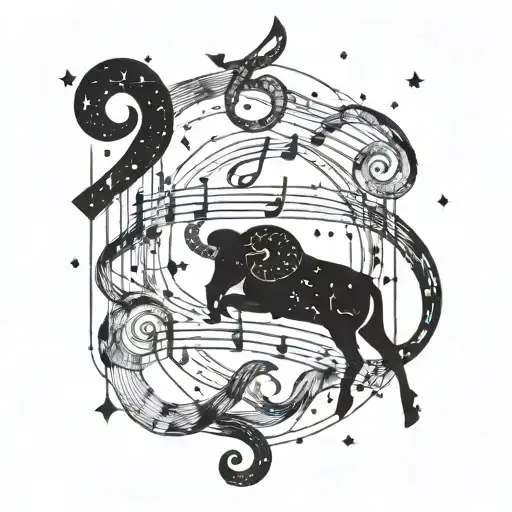 Aries Constellation Intertwined With Music Notes