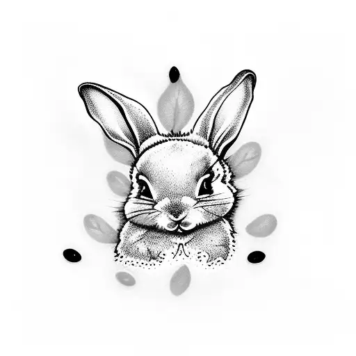 Baby Bunny Under Blue Glowing Mushrooms Small