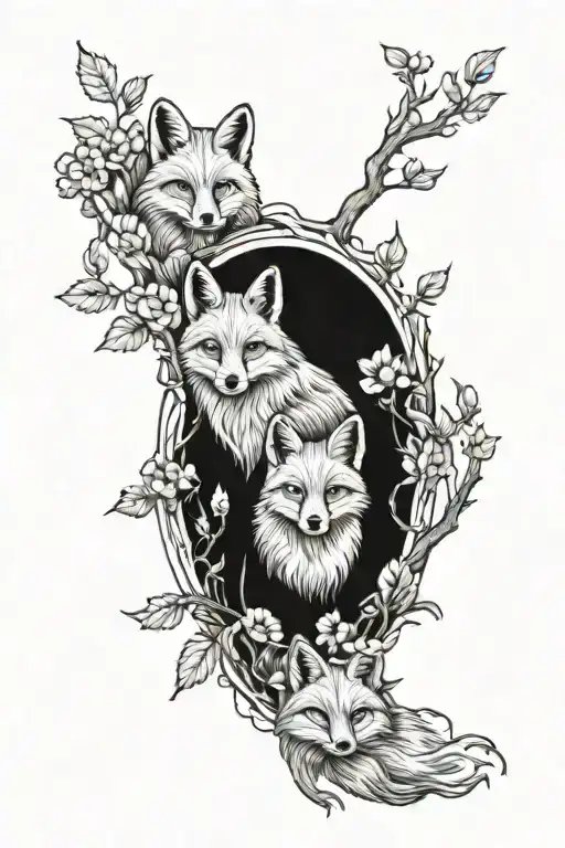 Fox Family Forrest Themed Half Sleeve