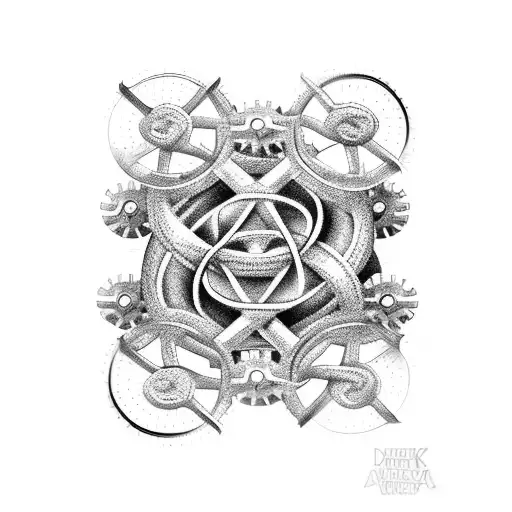 A Dna Double Helix Intertwined With Gears And Machinery