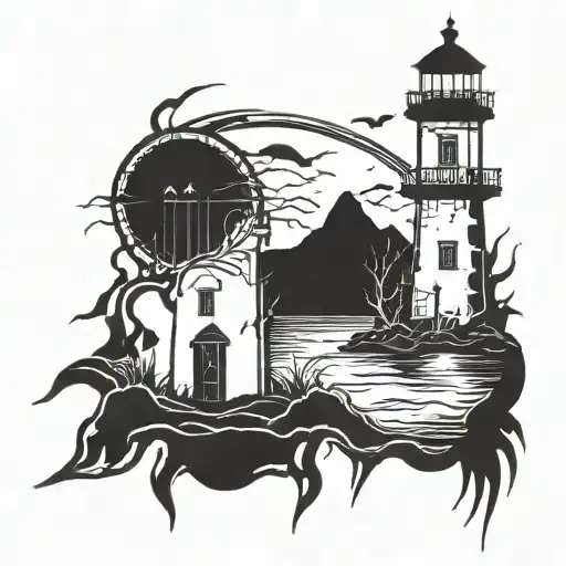 Dark Spook Erie Creepy Lighthouse Spikes Chaos