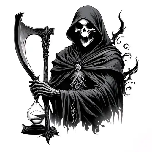 Reaper With Scythe And Hourglass