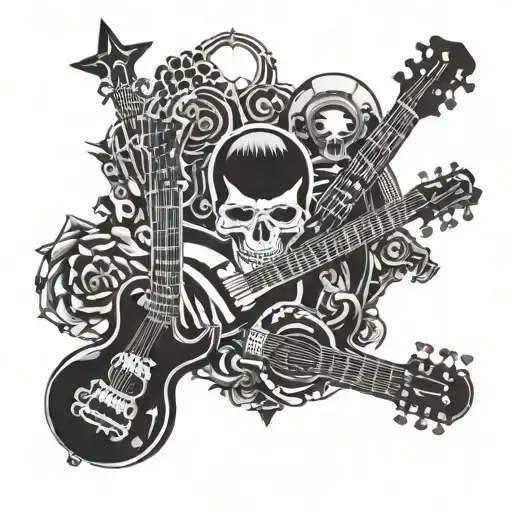 Metal And Rock Music Instruments Forming The Shape