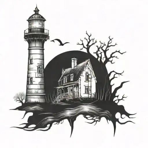 Dark Spook Erie Creepy Lighthouse Spikes Chaos