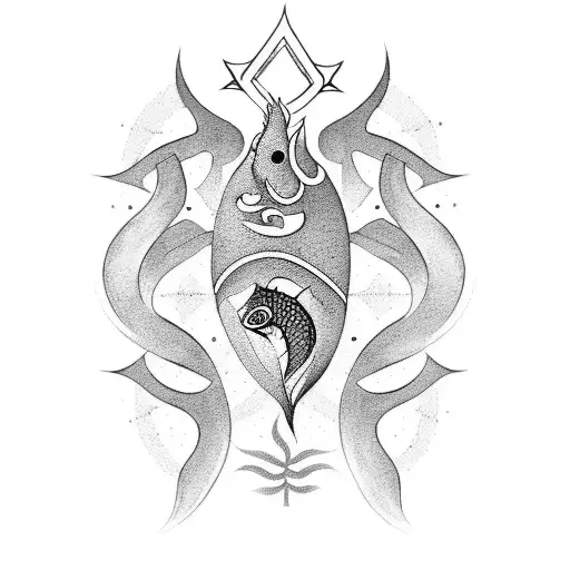 Make A Tatoo Design With Zodiacsign Fish And Something Related To The Number 6