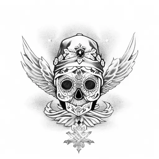 Santa Muerte Skull And Owl