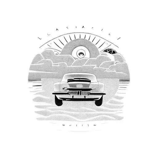 A Classic Car Cruising Along The Florida Coastline With A Sunset In The Background