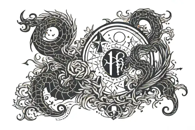 A Celestial-themed Tattoo Combining The Virgo And Scorpio Signs In A Unique Way