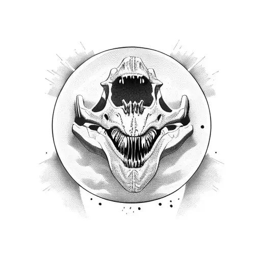 Dinosaur Skull With Planet In His Mouth