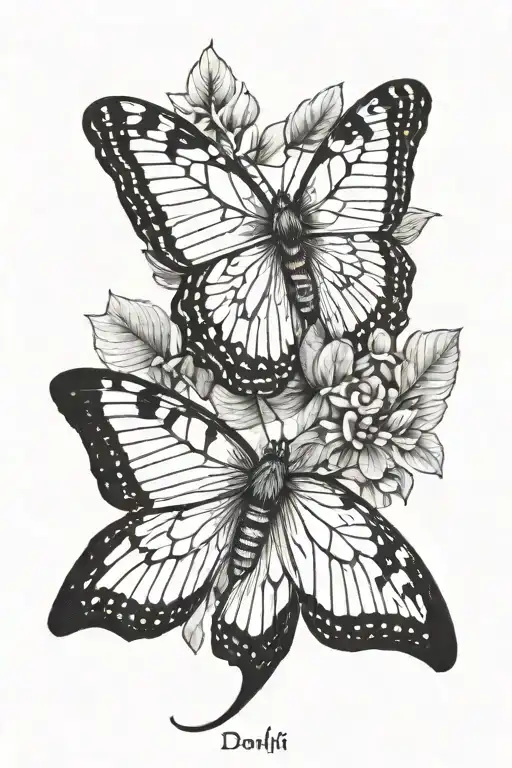 Atlas Moth And A Monarch Butterfly With The Names Donnie And Evan To Go On The Inside Of Upper Arm