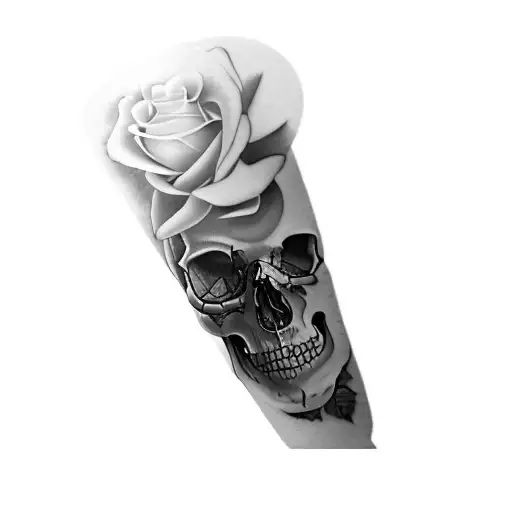 A Skull With A Cow Boy Hat And Rose