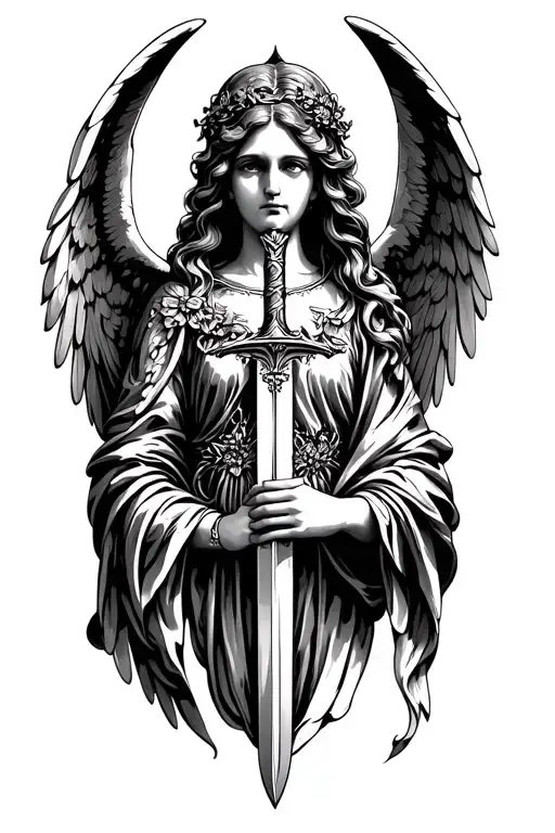 Gemini Angel Holding A Sword