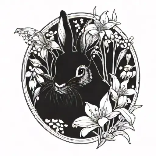 Rabbit In A Field Of Lily Of The Valley Flowers