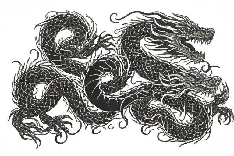 Western Dragon And Eastern Dragon Intertwined