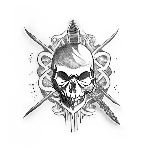 Skull Witch Knife And Blood