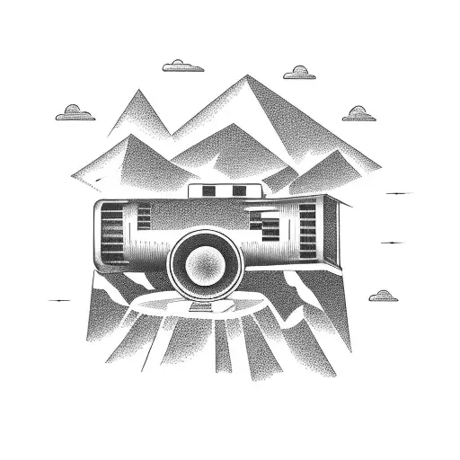 A Movie Projector Projecting A Scene Of A Road Trip Onto A Mountain