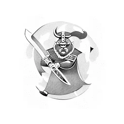 A Fierce Viking Warrior Wielding A Magical Hammer