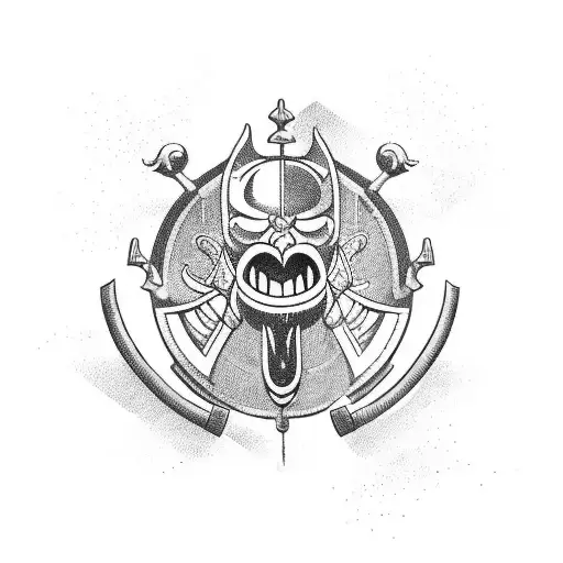 A Dental-themed Gaming Logo Featuring A Viking Ship In Blackwork Style