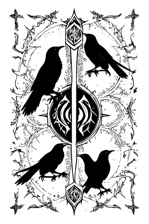 Tnt Symbol Vertical With Crows On Both Sides And Odins Ruin