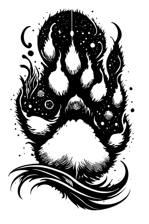 Paw Print Surrouunded By Space