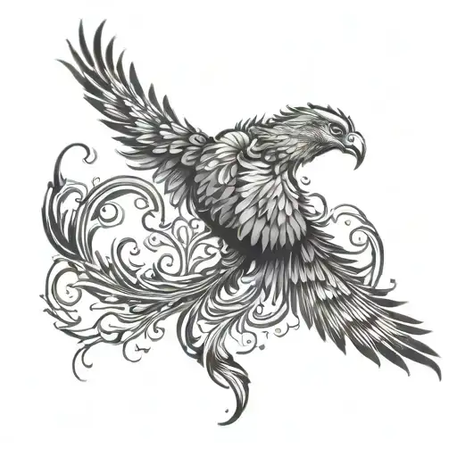 An Intricate Design Of A Phoenix Rising From The Ashes Symbolizing Spiritual Rebirth And Growth