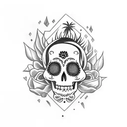 Dead Girl Mexican Style Dia De Los Muertos With A Palm Tree