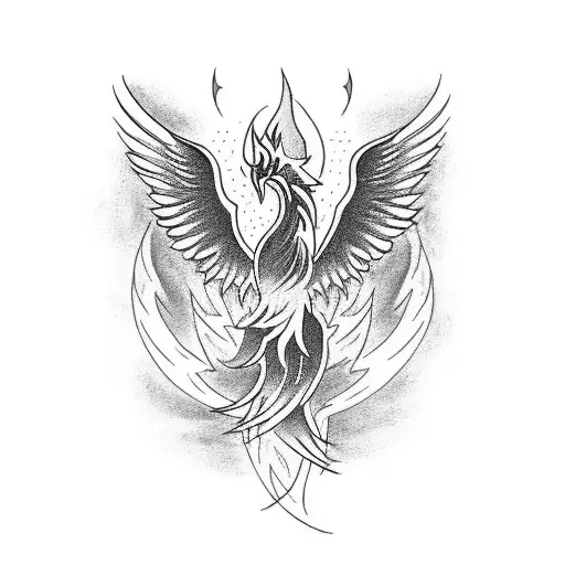 A Minimalist Tattoo Of A Phoenix Rising From The Ashes