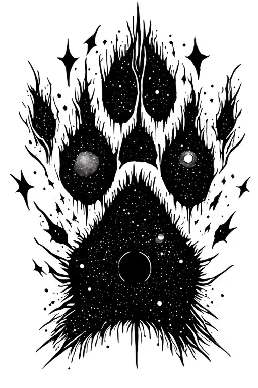 Paw Print Surrouunded By Space