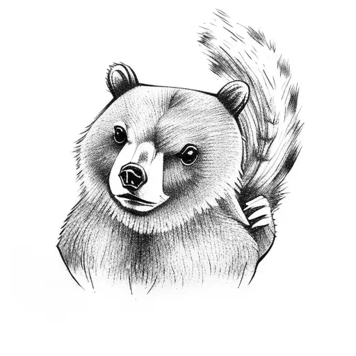 A Bear And A Squirrel Exploring A Magical Forest