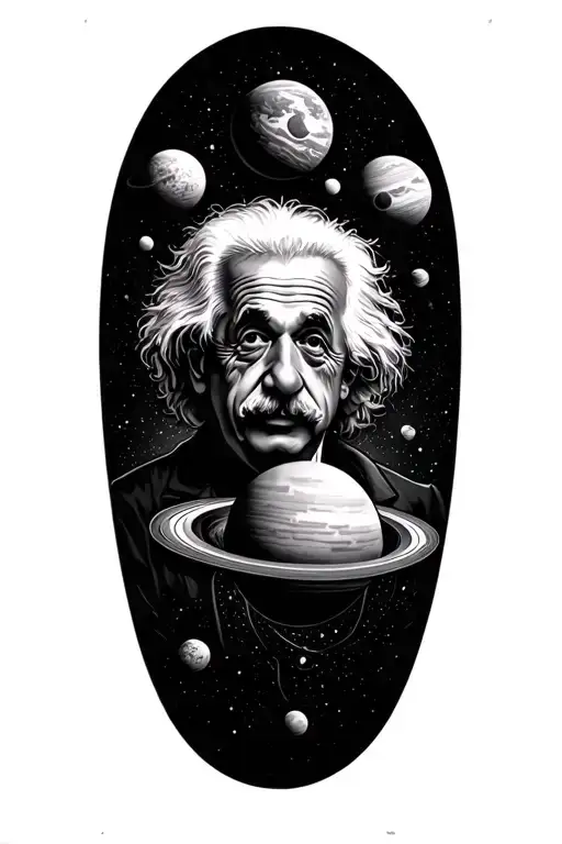 Albert Einstein Surrounded By Planets