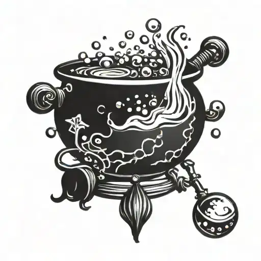 Witch Cauldron With Bubbles Simple Girly