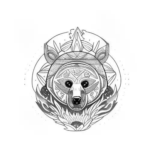 Totem Bear With Aster Flower