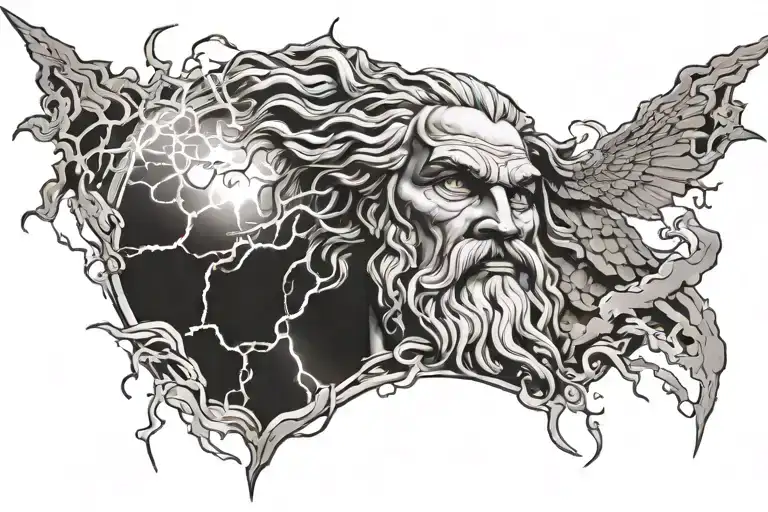 Zeus' Face And Mountain And Lightning