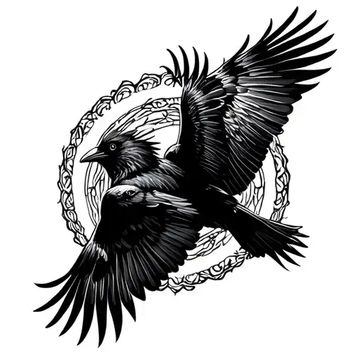 Two Crows Flying In A Circle
