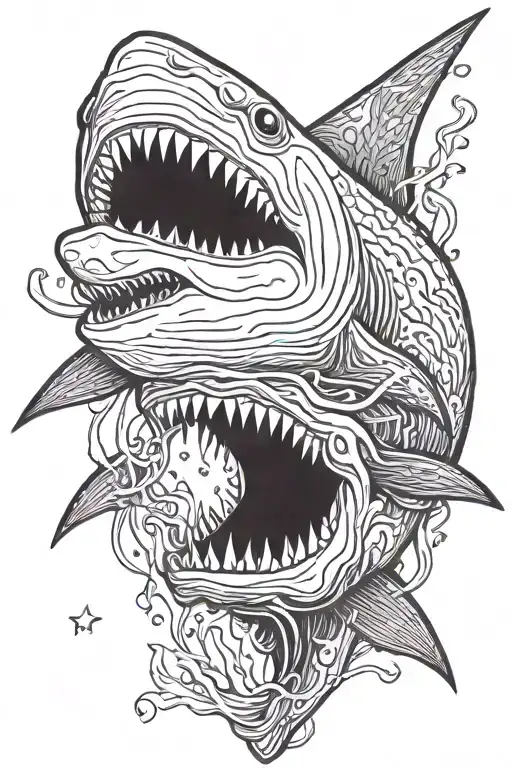 Shark Biting Jellyfish