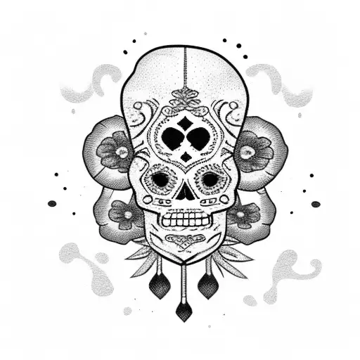 Mexican Style Dia De Los Muertos With A Palm Tree