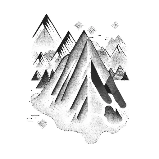 A Mountain Range With A Trail Winding Through It