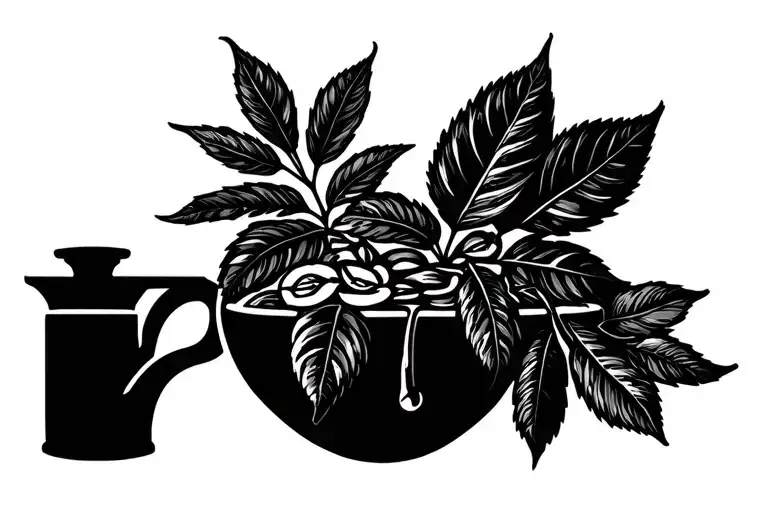 Incorporate A Detailed Coffee Plant Intertwined With Woodworking Tools