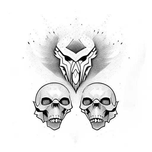 Eagle And Wolf With Part Of Their Skulls Exposed