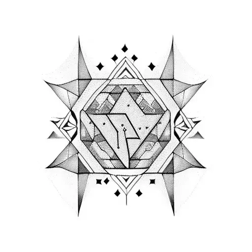 A Tattoo Design Featuring Numbers And A Star In A Geometric Pattern