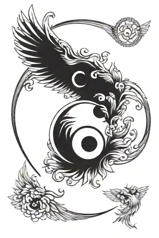 Wings Yin Yang Symbol