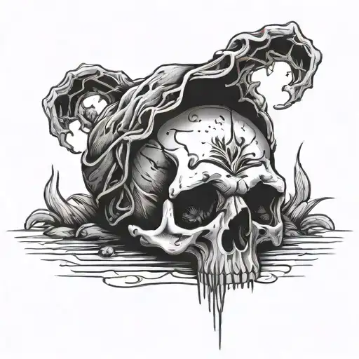 Skull Hiding Depression Survivor