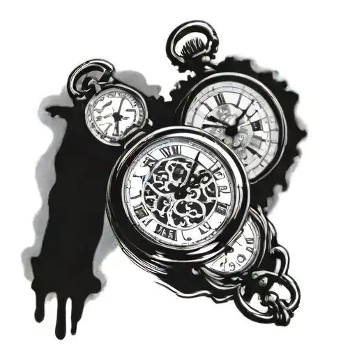 A Black Pocket Watch And Behind The Watch The Window Of A Cathedral