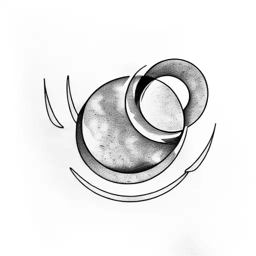 Line Work Style Eye With A Crescent Moon Shining Underneath It