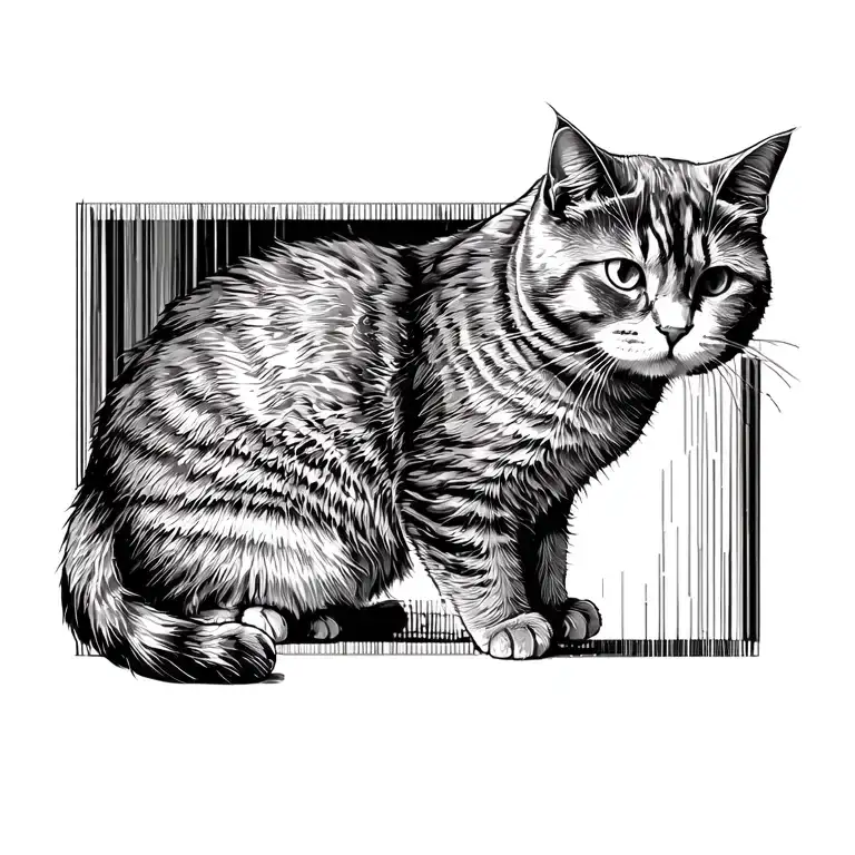 British Shorthair Cat With Vertical Rectangle Background