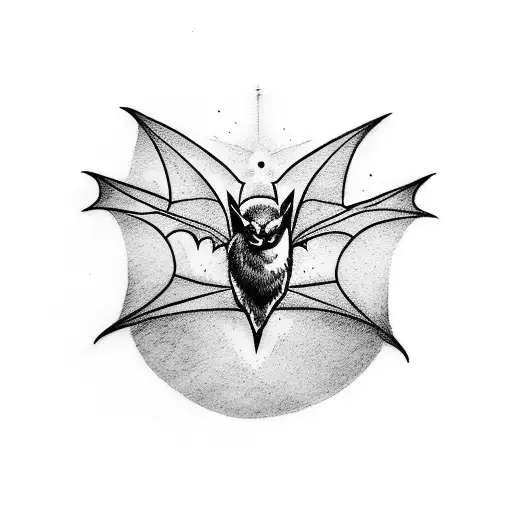 Silhouetted Bat Shape Night Sky