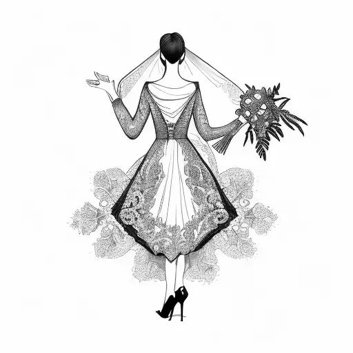 Woman In Wedding Dress Facing Backwards